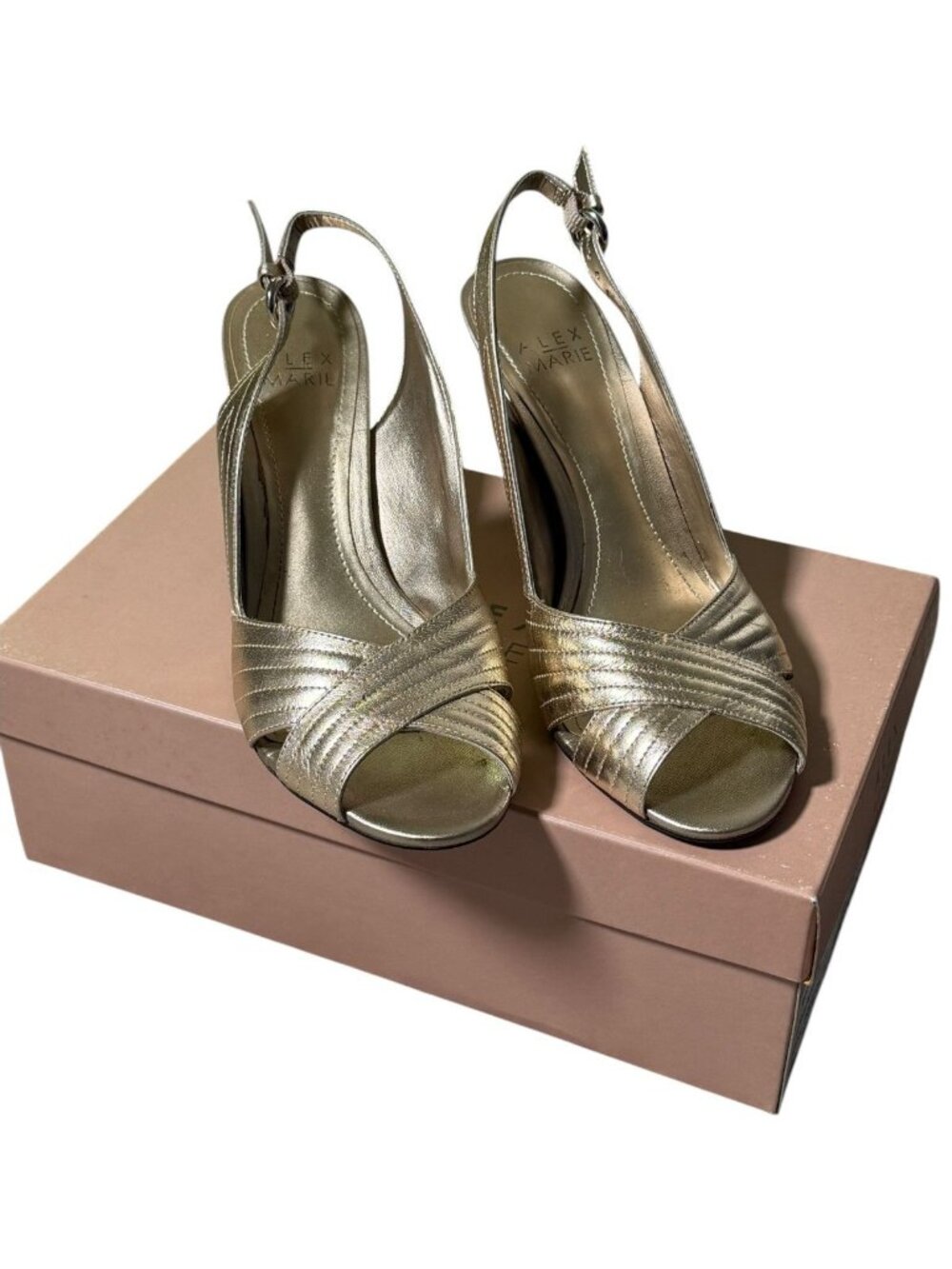 Alex Marie Whisper711 Gold Slingback Heels Size 8M